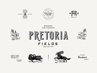 Pretoria Fields Brand Identity beer branding brewery custom type fictitious animals identity logo