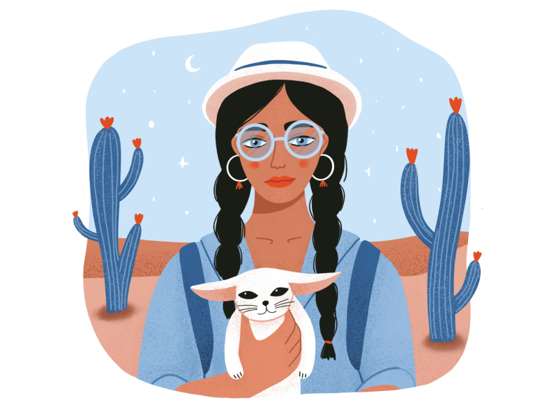 Tourist in a desert with a fennec fox by Ekaterina on Dribbble