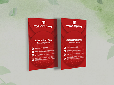 Deep Red Colored Vertical Business Cards