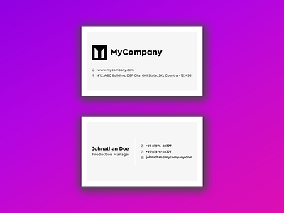 Minimally designed Business Card using only grayscale colors.