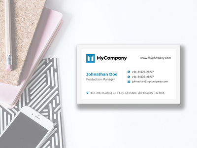 Minimally Designed Single Sided Business Card