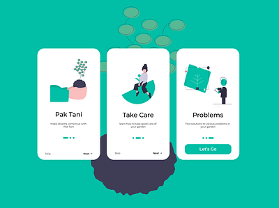 Pak Tani application orientation design app design illustration simple splasscreen