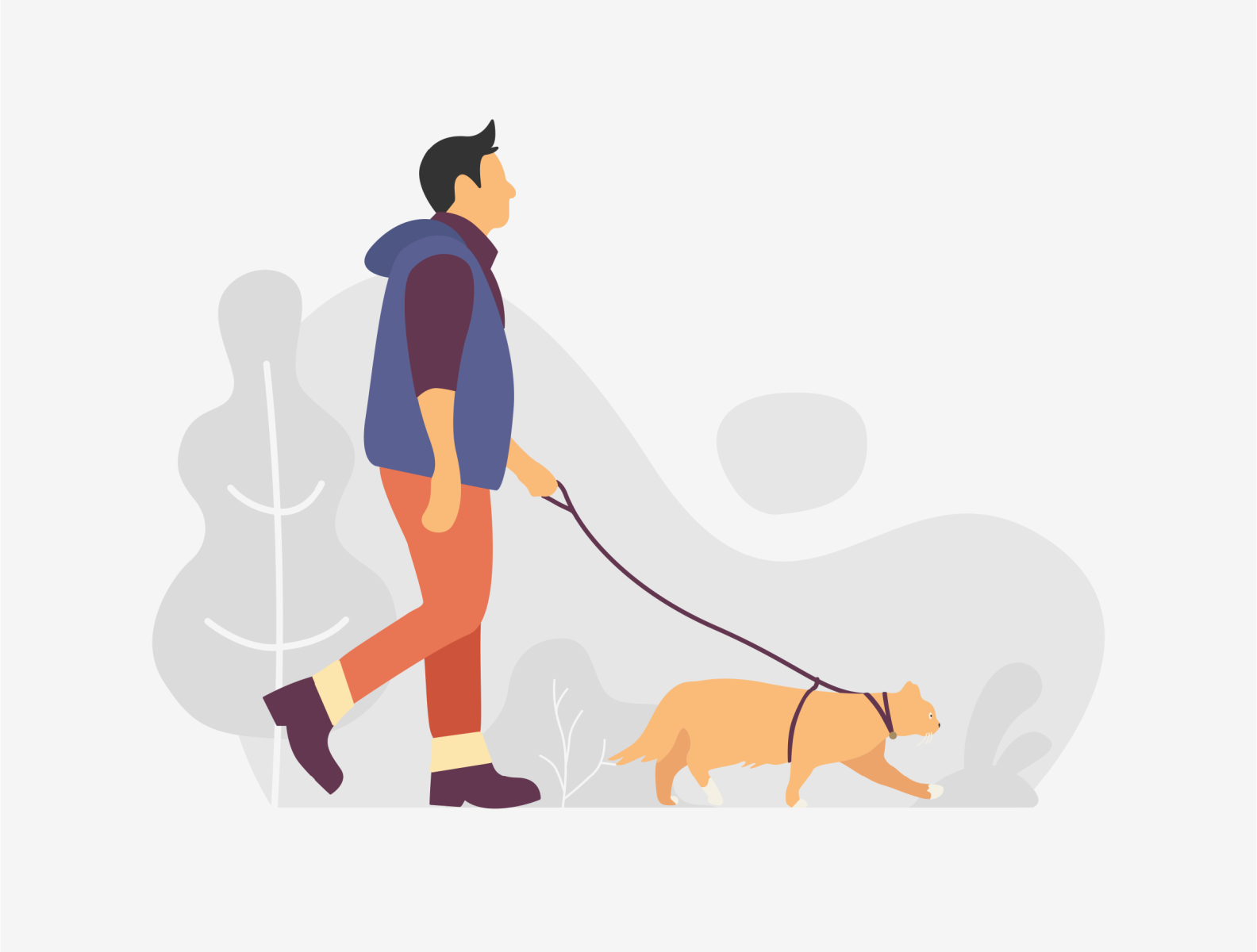 Walking with cat illustration by Isnan Rifai on Dribbble