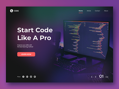 Online Course Landing Page code coding course design glass glass effect landing landing page design landing page ui landingpage online online course ui web design webdesign website design