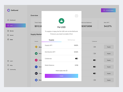 Lending app: Supply Modal