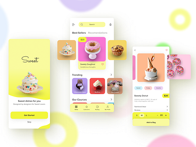 Sweet 🍨 - An Online Dessert 🍩 Store app appdesign branding design ui uidesign ux
