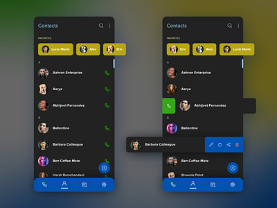 Contacts App Redesign app appdesign appuidesign dailyuichallenge dark mode design uidesign uitrends uiux ux