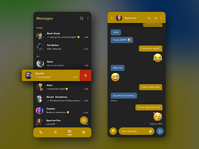 Messaging App Redesign - Dark app appdesign appuidesign dailyuichallenge design ui uidesign uitrends uiux ux