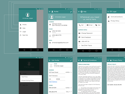Android Profile Wireframes android flow profile sitemap wireframes