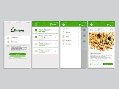 Biopinio application bio eco ui ux