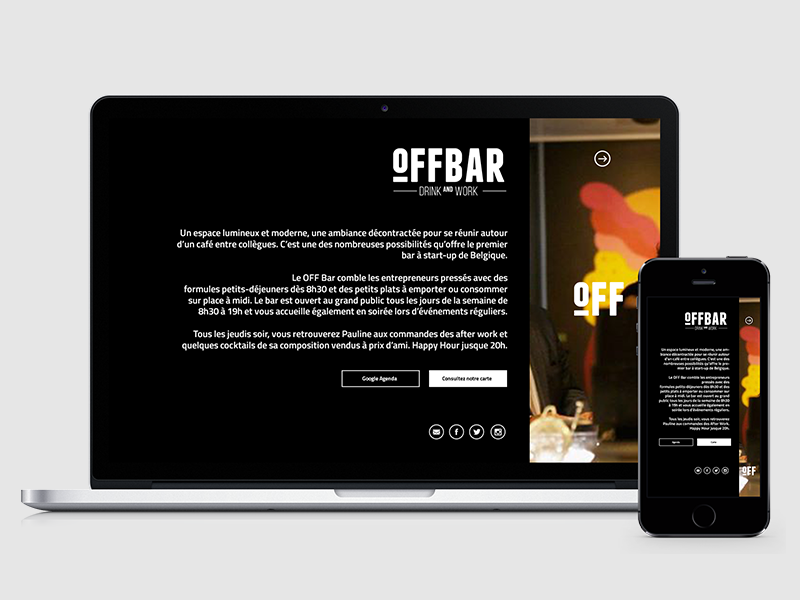 Offbar Web web mobile site black navigation offbar logo clear minimal ui ux