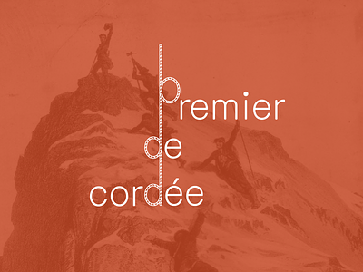 Premier de cordée climbing design graphic logo mercury orange rope simple white