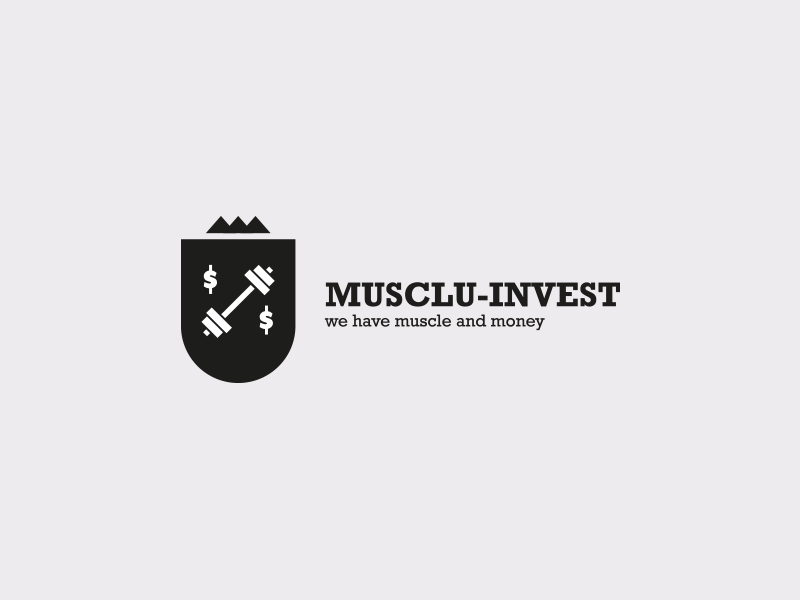 Muscul-invest joke white black simple ux ui logo