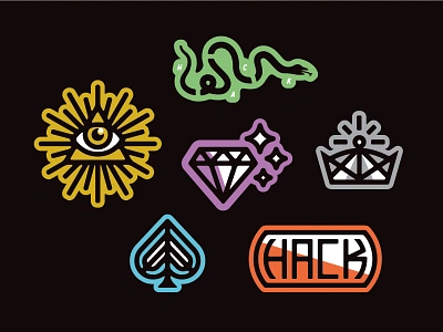 Hacker Magic ace of spades all seeing eye crown diamond dropbox hack hack week stickers