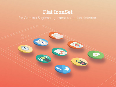 Colored gamma sapiens icons awesome bluetooth clock finger flat graph hand icon map phone radiation upload