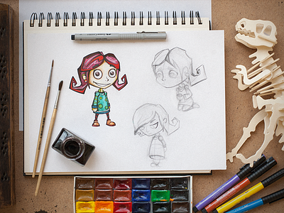 Girl Character for "Toogle Toys" character game hero ios paper sketch