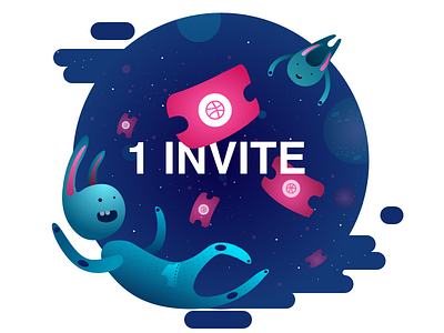 1 Dribbble Invite! dribbble illustration invite invites space
