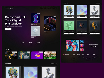 Nft Marketplace Website darkmode design gla glassmorphism modern ui website