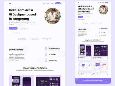 Landing Page Website Porotoflio Design color colorfull design modern ui website