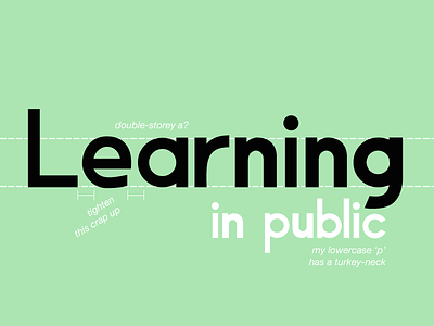 A) Learning in Public font font40 type typography