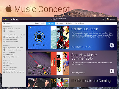 Apple Music Design Exploration apple music concept itunes mac ui ux