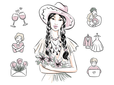 Illustration and icons for the gift studio website and app