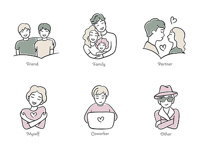 Hand drawn vector icons for the gift website and app