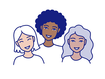 Women diverse beauty. Illustration black and white blockchain character cute design diversity drawing girl icon illustration line drawing lineart logo minimal nft people ui vector whimsical woman
