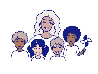 Diverse characters for the childcare and family website asset black and white character child cute design diverse diversity drawing family illustration inclusion line drawing lineart logo minimal nft people ui vector