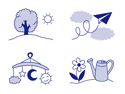 Line art illustrations for the childcare website and app