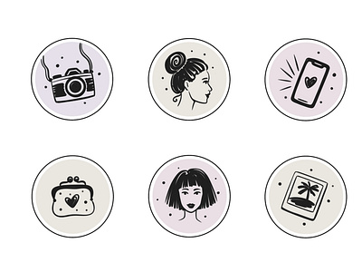 Feminine elegant hand drawn icons for the website