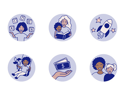 Children illustrations for the website and app black and white child childcare cute diversity growth header icon illustration line drawing lineart minimal modern mother parents people team vector web woman