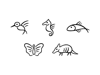 Line art vector icons of animals and birds for the web and app