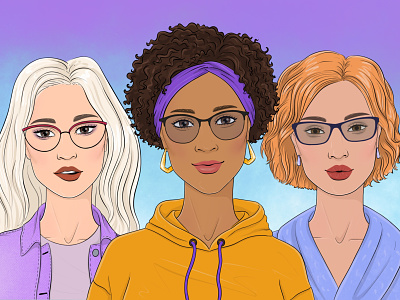 Woman portraits avatars. Character design for NFT collection accessories afro avatar beauty blonde casual character diverse fashion girl glasses hairstyle hispanic illustration mother nft outfit people portrait woman