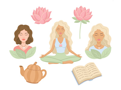 Yoga boho custom stickers. Cute and feminine illustration style