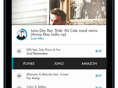 Tracklist screen app mobile music