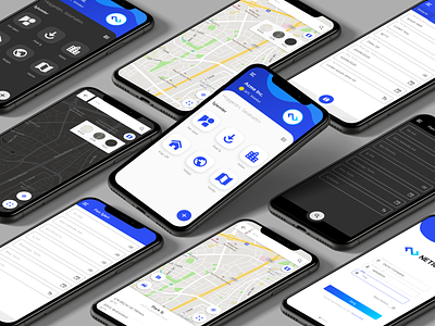 Mobile Data Collection App app design concept dark mode map mobile navigation ui
