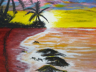 tropical beach sunset acrylic art beach beach art