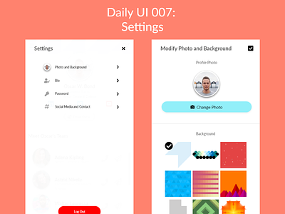 7. Settings UI adobexd app design minimal ui