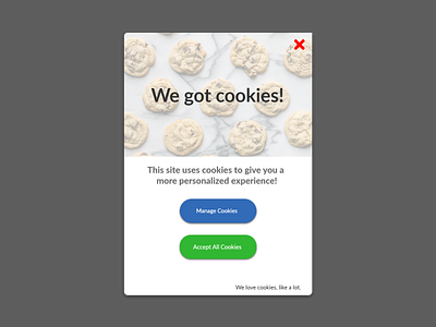 16. Pop-up/OverLay adobexd app cookies design ui
