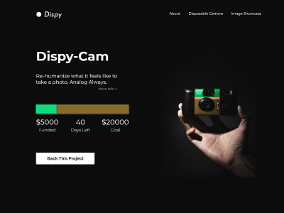 32. Crowdfunding adobexd app branding dailyui design disposable camera minimal ui