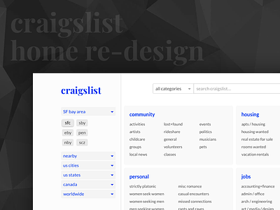 Craigslist home concept craigslist grid home new redesign