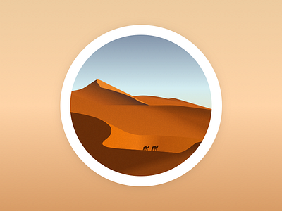 The desert camel circle desert illustration landscape simple