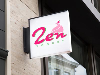 Zen Frozen Yogurt branding color design drawing graphic design green ice cream illustration logo pink
