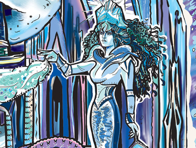A plot from the fairy tale The Snow Queen art design drawing face girl he fairy tale illustration the snow queen