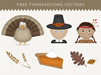 Free Thanksgiving Vectors freebie holiday indian leaves oak leaves pilgrim pumpkin pie thanksgiving turkey vector vectors wheat
