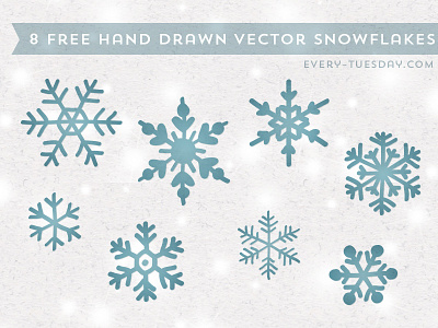 8 Free Vector Snowflakes every tuesday flakes free freebie freebies hand drawn snow snowflakes vector winter