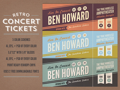 Retro Concert Tickets adobe illustrator concert tickets hipster how to illustrator indie retro template tickets tut tutorial vintage