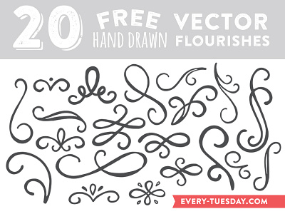 Free Hand Drawn Vector Flourishes every tuesday flourishes free freebie freebies hand drawn hand made illustration illustrator swirls vector
