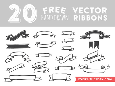 Free Hand Drawn Vector Ribbons by hand download drawn free freebie freebies hand drawn illustrated illustrator ribbon ribbons vector